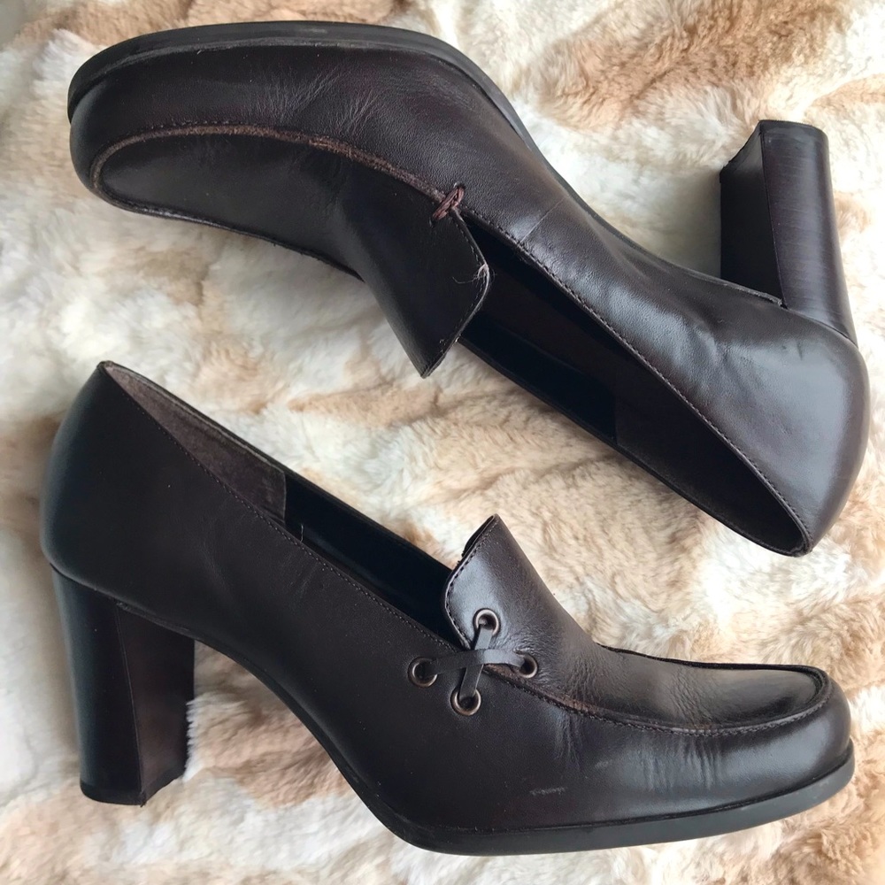 CONNIE Brown Leather Heeled Shoes